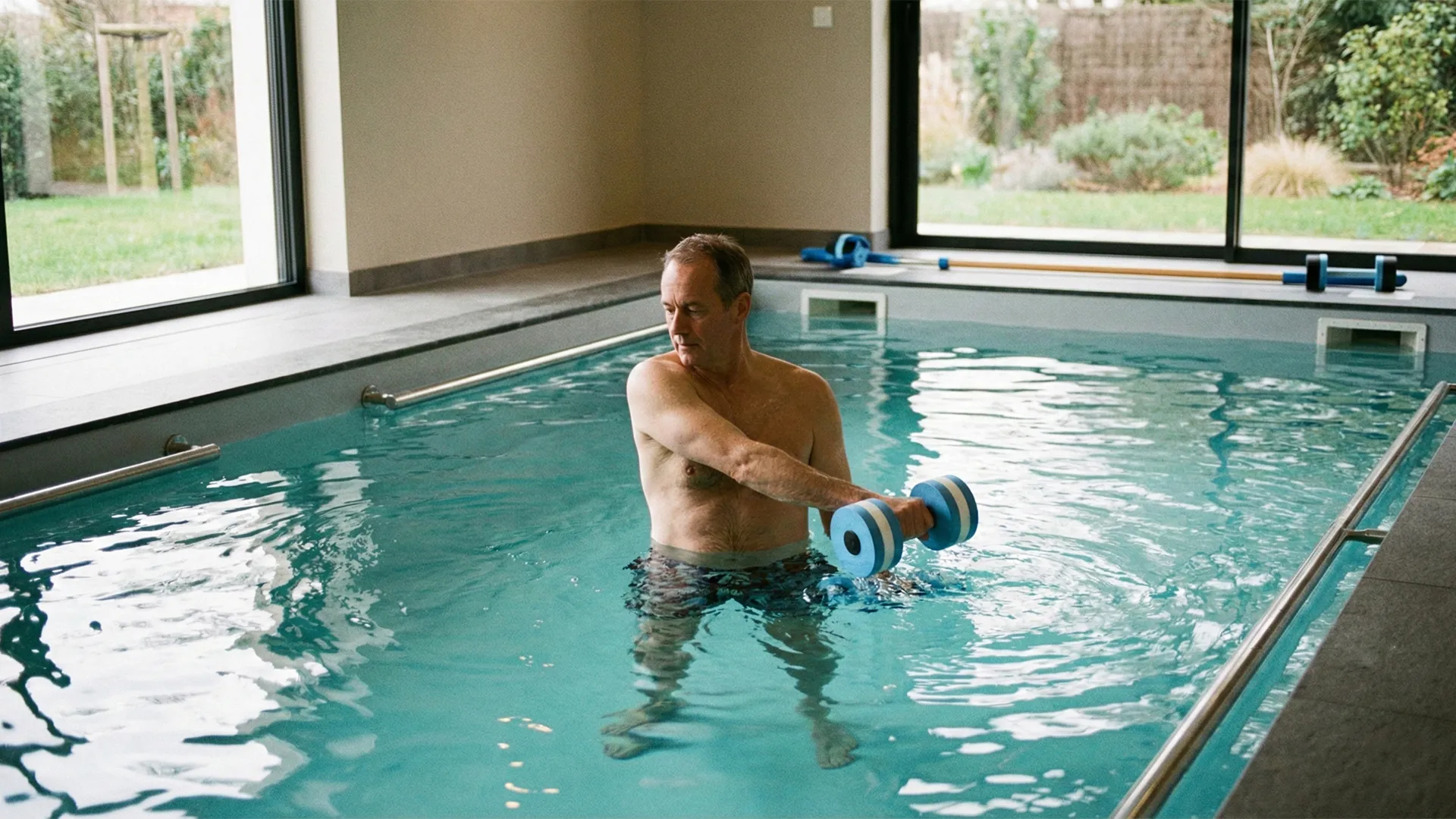 آب درمانی شانه با دمبل